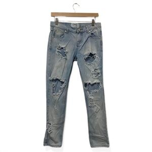 One Teaspoon Blue Light-Wash Awesome Baggie Low-Rise Relaxed-Leg Jeans Size 26